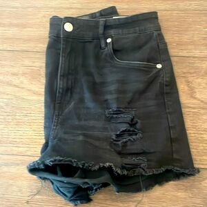 Blue notes black stretch denim shorts